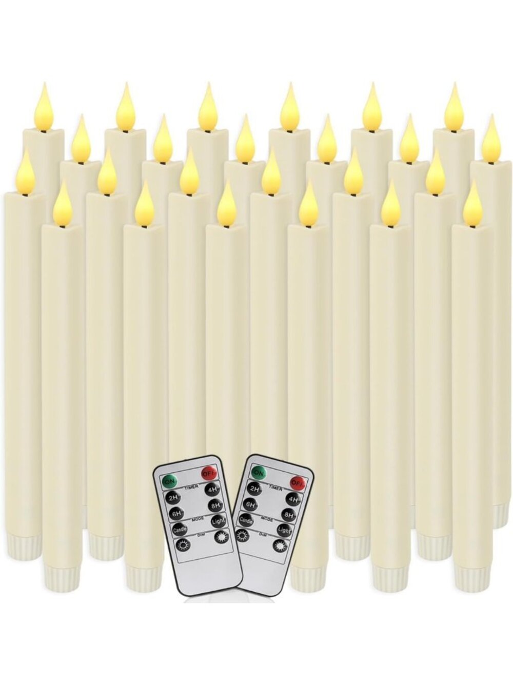 24 Pack Flameless Taper Candles with Remote Control - Battery Operated, LED